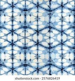 seamless pattern. Hand drawn shibori print. Ink textured japanese background. Modern batik wallpaper tile.