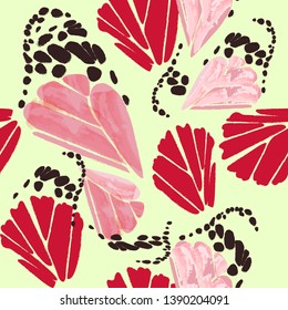 Seamless pattern of Hand Drawn silhouette butterflies with watercolor texture. Vector illustration in vintage style.