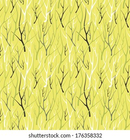 Seamless pattern with hand drawn silhouette branches. Vector illustration