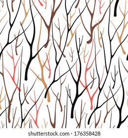 Seamless pattern with hand drawn silhouette branches. Vector illustration