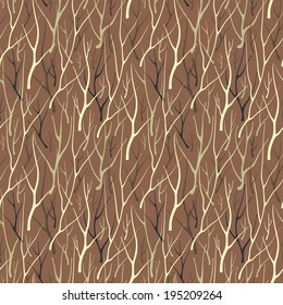 Seamless pattern with hand drawn silhouette branches. Vector illustration