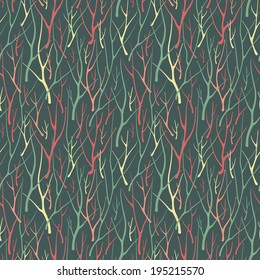 Seamless pattern with hand drawn silhouette branches. Vector illustration