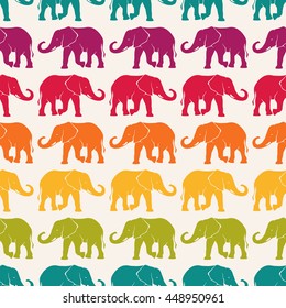 Seamless pattern with hand drawn silhouette elephants