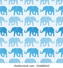 Seamless pattern with hand drawn silhouette elephants