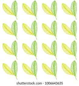 Seamless pattern of hand drawn sketch style. Feathers graphic.Vector illustration isolated on white background.