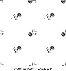 Seamless pattern of hand drawn sketch style.  Rose flower. Vector illustration isolated on white background.
