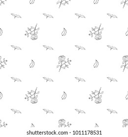 Seamless pattern of hand drawn sketch style.  Rose flower. Vector illustration isolated on white background.