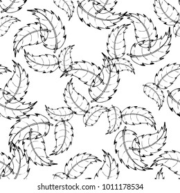 Seamless pattern of hand drawn sketch style.  Rose flower. Vector illustration isolated on white background.