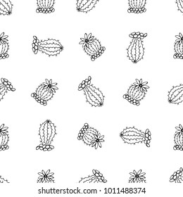 Seamless pattern of hand drawn sketch style. Cactus.Vector illustration isolated on white background.