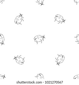 Seamless pattern of hand drawn sketch style. ladybird. Vector illustration isolated on white background.