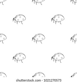 Seamless pattern of hand drawn sketch style. ladybird. Vector illustration isolated on white background.