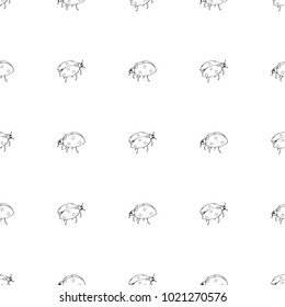 Seamless pattern of hand drawn sketch style. ladybird. Vector illustration isolated on white background.