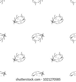 Seamless pattern of hand drawn sketch style. ladybird. Vector illustration isolated on white background.