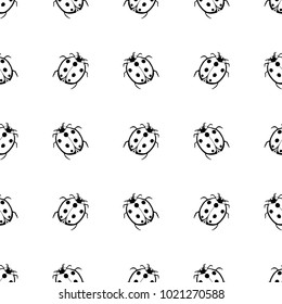 Seamless pattern of hand drawn sketch style. ladybird. Vector illustration isolated on white background.