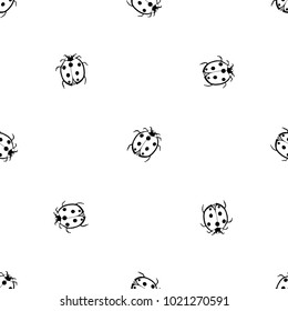Seamless pattern of hand drawn sketch style. ladybird. Vector illustration isolated on white background.