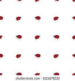 Seamless pattern of hand drawn sketch style. ladybird. Vector illustration isolated on white background.
