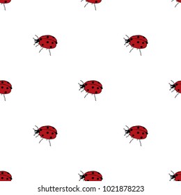 Seamless pattern of hand drawn sketch style. ladybird. Vector illustration isolated on white background.