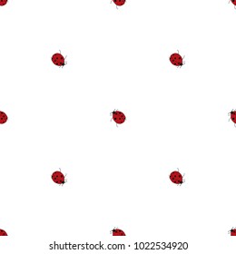 Seamless pattern of hand drawn sketch style. ladybird. Vector illustration isolated on white background.