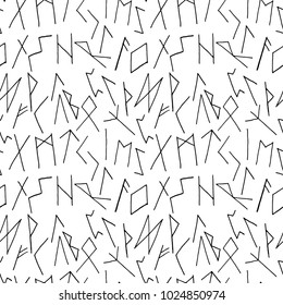 Seamless pattern of hand drawn sketch style. Signs symbols. Vector illustration isolated on white background.