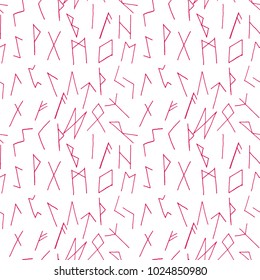 Seamless pattern of hand drawn sketch style. Signs symbols. Vector illustration isolated on white background.