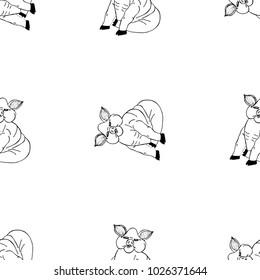 Seamless pattern of hand drawn sketch style piggy cheerful.Vector illustration isolated on white background.