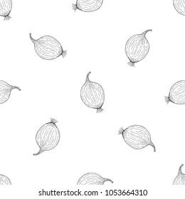 Seamless pattern of hand drawn sketch style Bulb onions.Vector illustration isolated on white background