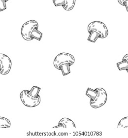 Seamless pattern of hand drawn sketch style Mushrooms.Vector illustration isolated on white background