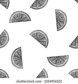 Seamless pattern of hand drawn sketch style Lemon.Vector illustration isolated on white background 