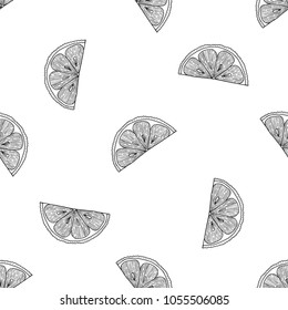 Seamless pattern of hand drawn sketch style Lemon.Vector illustration isolated on white background 