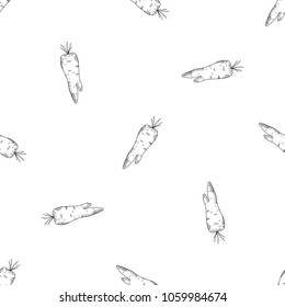 Seamless pattern of hand drawn sketch style Carrot vegetable.Vector illustration isolated on white background 