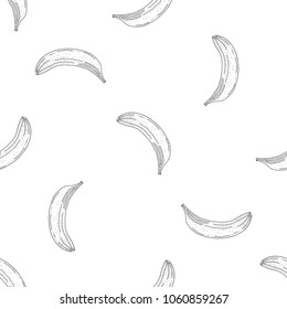 Seamless pattern of hand drawn sketch style Bananas.Vector illustration isolated on white background 