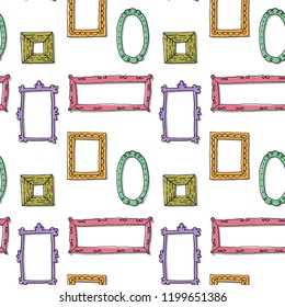 Seamless pattern with hand drawn sketch frames. Vector illustration.