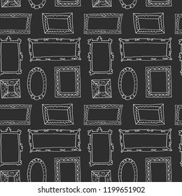 Seamless pattern with hand drawn sketch frames. Vector illustration.
