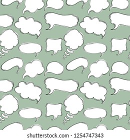 Seamless pattern with hand drawn sketch speech bubbles. Vector illustration.