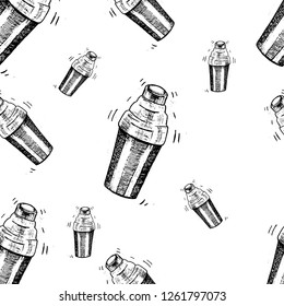 seamless pattern, hand drawn sketch shaker isolated on white background , Vector