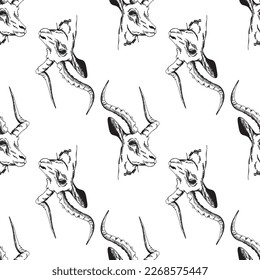 Seamless pattern of hand drawn sketch style Gazelle. Vector illustration.
