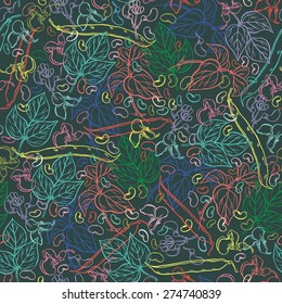 Seamless pattern from hand drawn sketch peas vegetable - eco food vector ink illustration