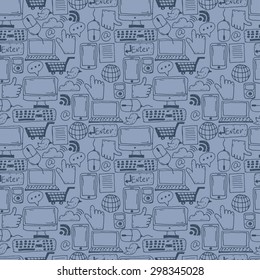 Seamless pattern hand drawn sketch icons for business,internet and office. Vector