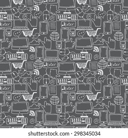 Seamless pattern hand drawn sketch icons for business,internet and office. Vector