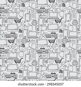Seamless pattern hand drawn sketch icons for business,internet and office. Vector