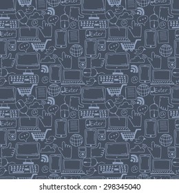 Seamless pattern hand drawn sketch icons for business,internet and office. Vector
