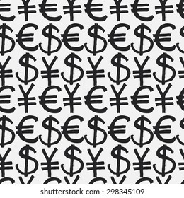 Seamless pattern hand drawn sketch icons currency. Vector
