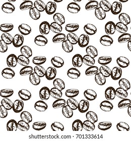 Seamless pattern of hand drawn sketch style coffee beans. Vector illustration.