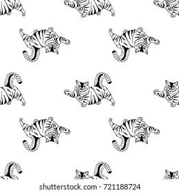 Seamless pattern of hand drawn sketch style cat. Vector illustration.