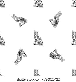 Seamless pattern of hand drawn sketch style cat. Vector illustration.