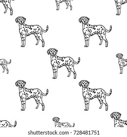 Seamless pattern of hand drawn sketch style dog.Vector illustration isolated on white background