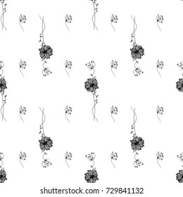 Seamless pattern of hand drawn sketch style floral.Vector illustration isolated on white background
