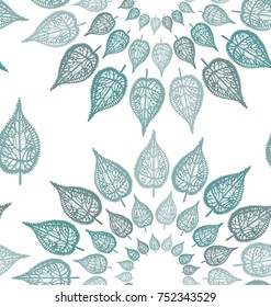 Seamless pattern of hand drawn sketch style leaves. Vector illustration.