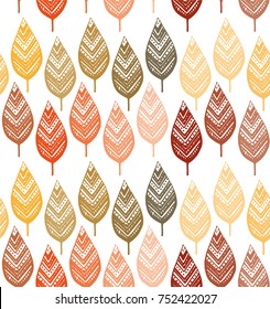 Seamless pattern of hand drawn sketch style leaves. Vector illustration.