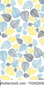 Seamless pattern of hand drawn sketch style leaves. Vector illustration.